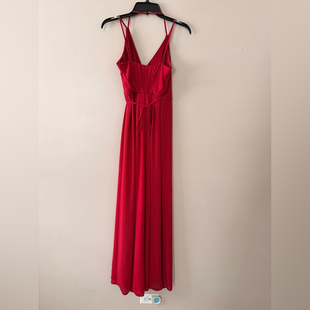 David’s Bridal Red dress size 4 Prom Maxi evening party ball gown straps wrap - Picture 6 of 12